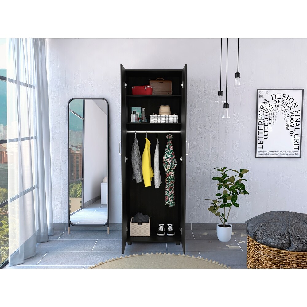 Aurora Armoire with 3 Inner Shelves  Rod  and Double Door   N/A