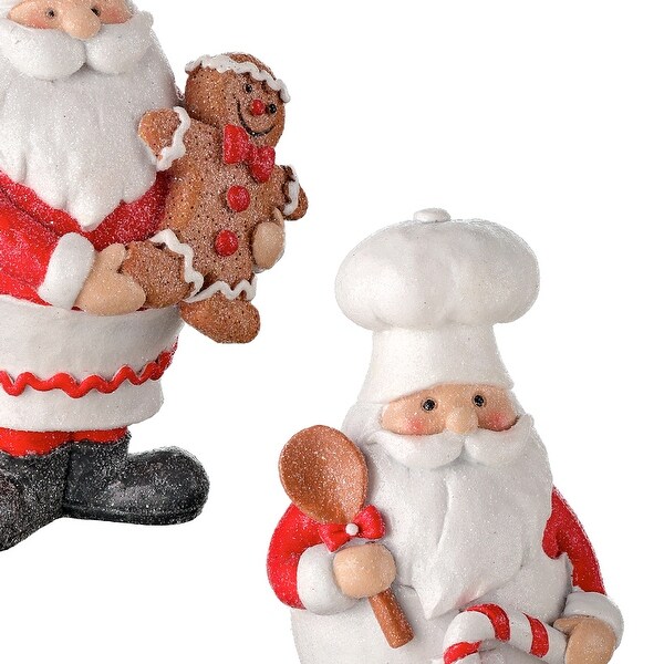 6 Resin Candy Maker Santa Set of 2