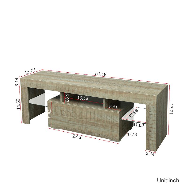 F.C Design TV Stand with LED Lights， Flat Screen TV Cabinet