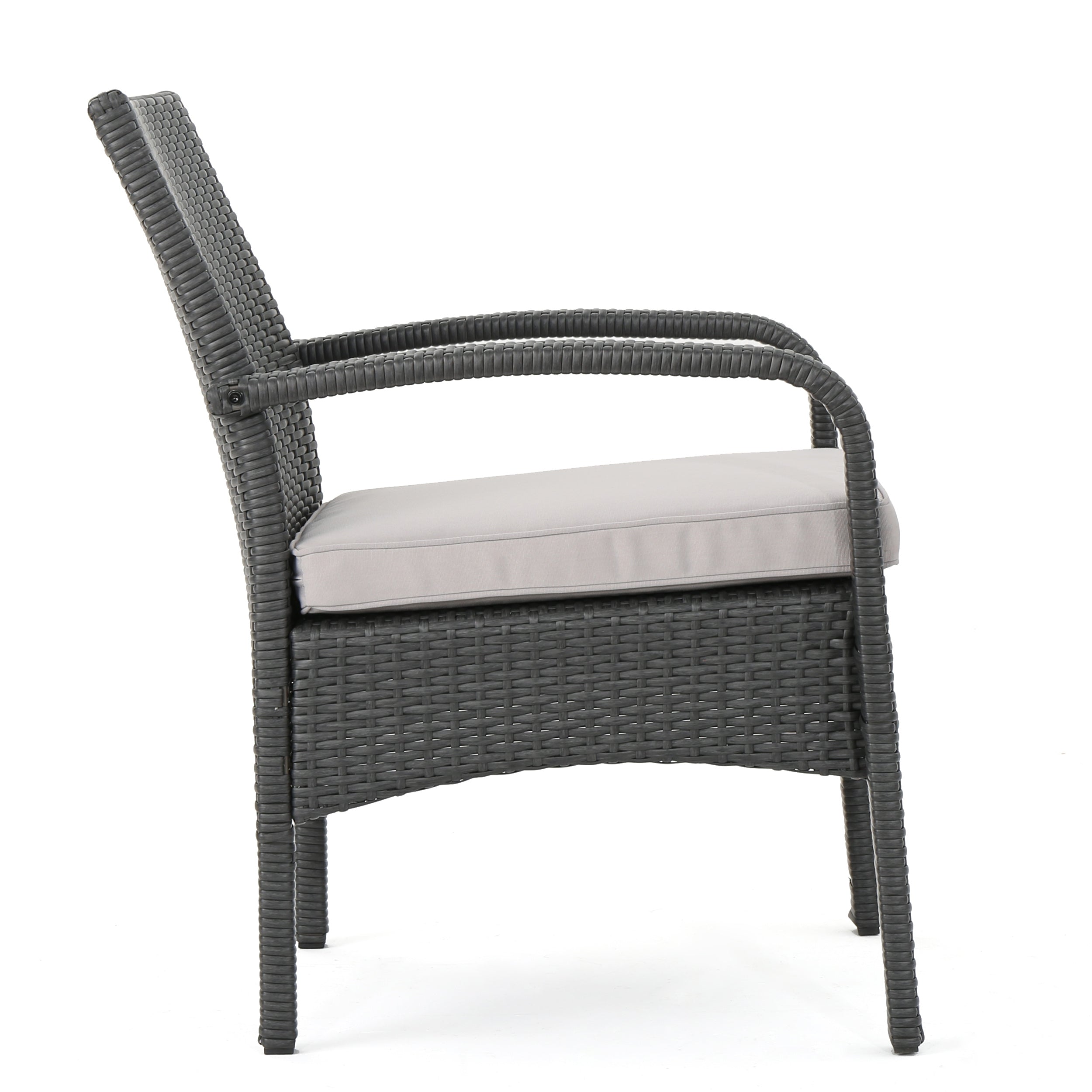 Mavis Patio Conversation Set, 6-Seater with Loveseat, Club Chairs, and Coffee Table, Gray Wicker with Light Gray Outdoor Cushions