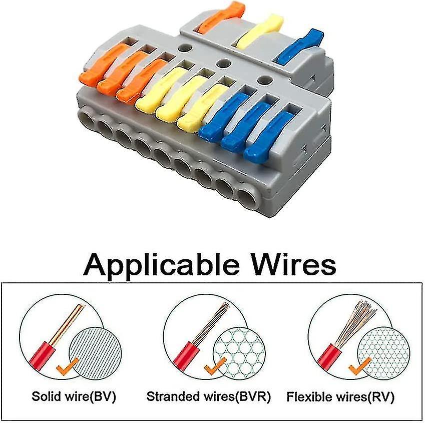 4pcs Kv439 Lever-nut Wire Connector Set， 3 In 9 Out Conductor Compact Wire Connectors， Compact Conne