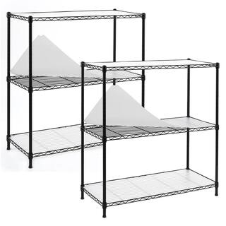 EFINE Black 3-Tier Carbon Steel Wire Garage Storage Shelving Unit NSF Certified (2-Pack) (36 in. W x 36 in. H x 16 in. D) RL530BX2