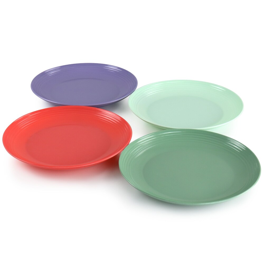 Gibson Home Zelly Melamine 8.5in 16 Piece Dessert Plate Set in Assorted Colors   8.5 Inches