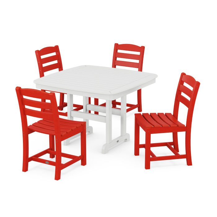 Polywood La Casa Café Side Chair 5-Piece Dining Set with Trestle Legs PWS920-1