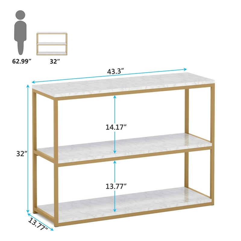 3 Tier Gold Console Table  Modern Entry Table for Entryway  Hallway