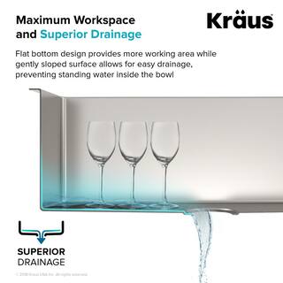 KRAUS Standart PRO 33in. 16 Gauge Undermount 5050 Double Bowl Stainless Steel Kitchen Sink KHU102-33