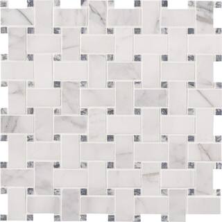 MSI Calacatta Cressa Basket Weave 11.38 in. x 12.38 in. Honed Marble Look Floor and Wall Tile (10 sq. ft.Case) CALCRE-BWH