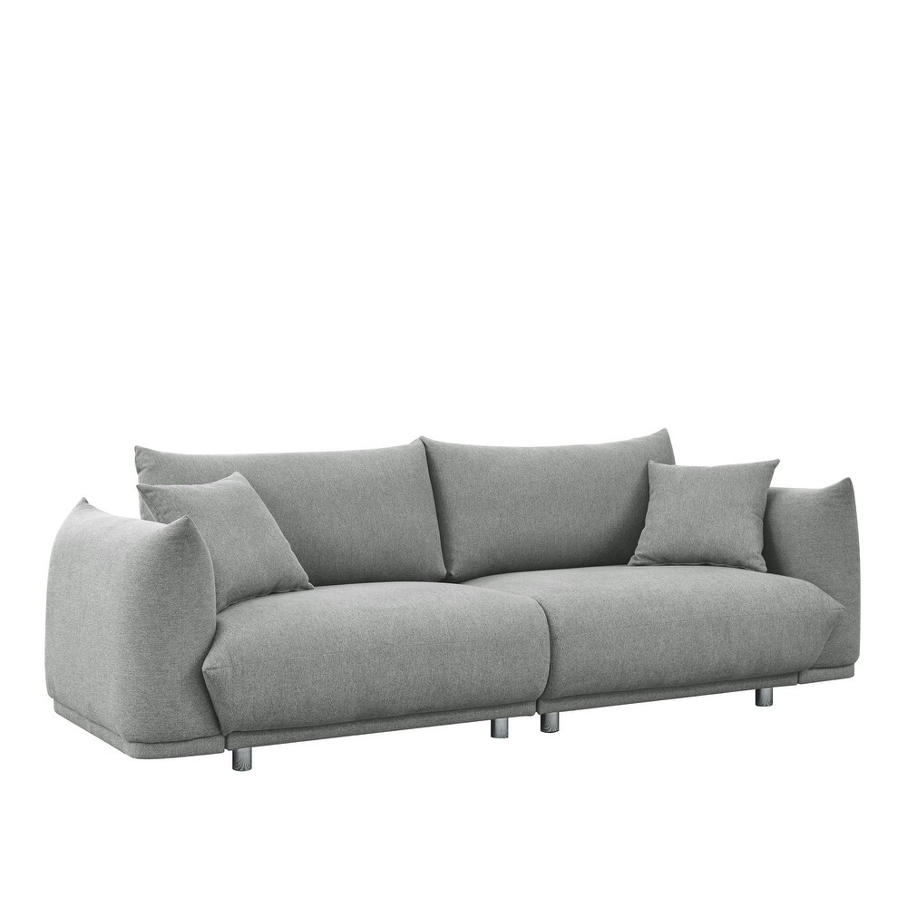 Modern Fabric Sofa  Removable Pillows  Sturdy Frame