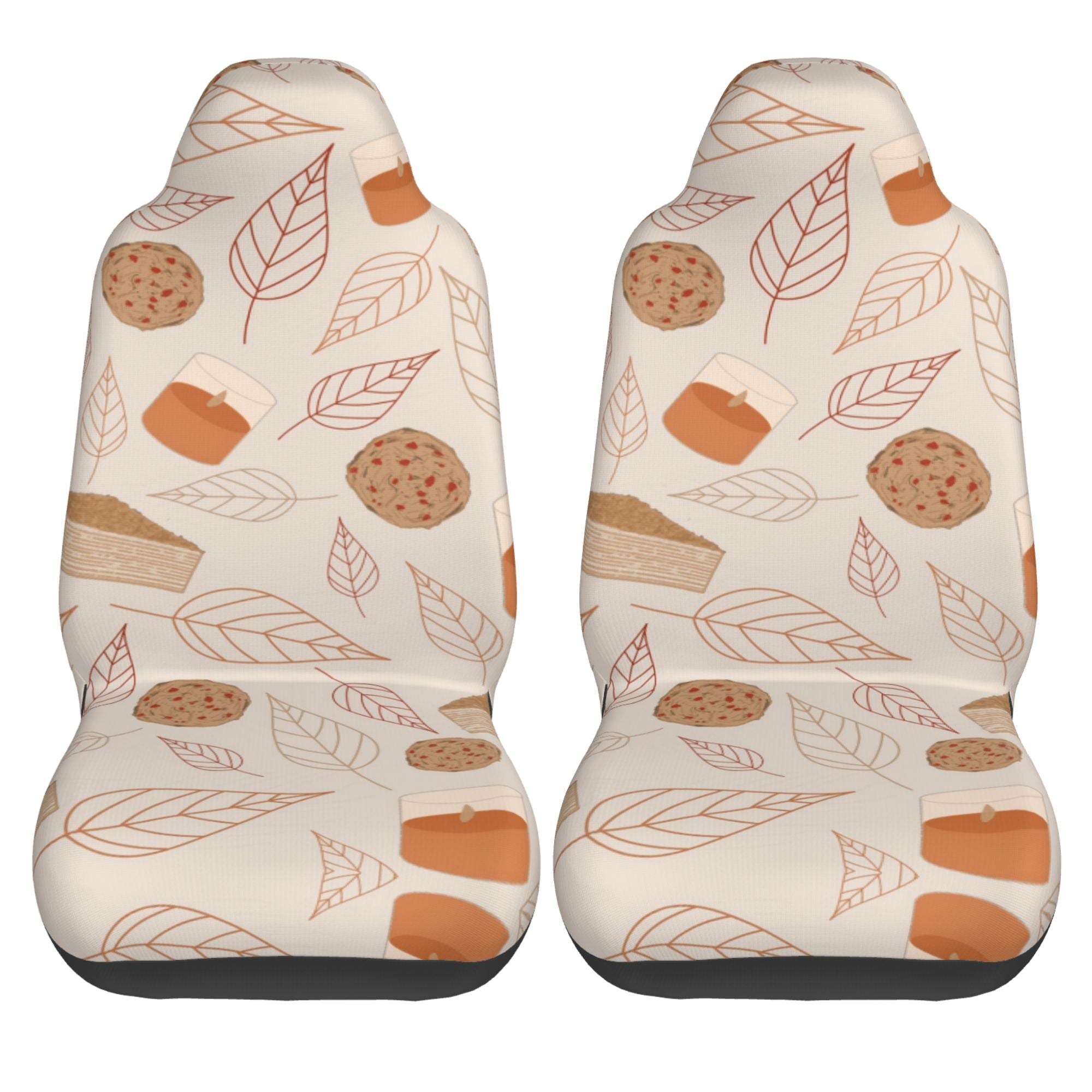 ZICANCN Car Seat Covers Front Seats Only，Leaf Cake Design Illustration Automotive Seat Covers Protectors for Cars Trucks Suv 2 Pack