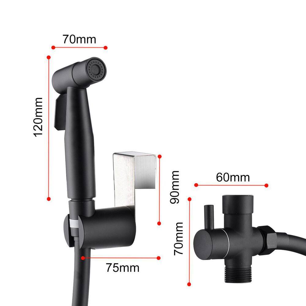 Flynama 304 Stainless Steel Non- Electric Handheld Toilet Sprayer Bidet Attachment in. Black XY-P436BN