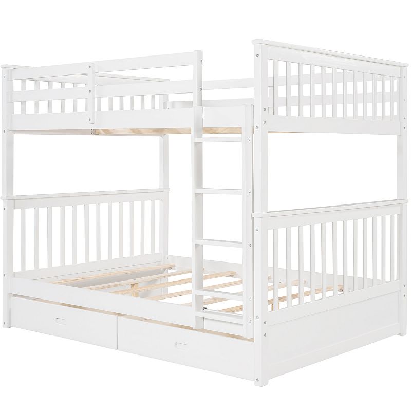 Merax Full Size Bunk Bed with Ladders and Two Storage Drawers