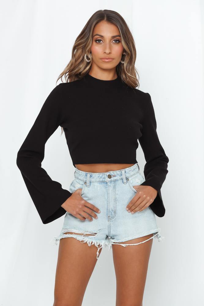 No More Talking Crop Jumper Black