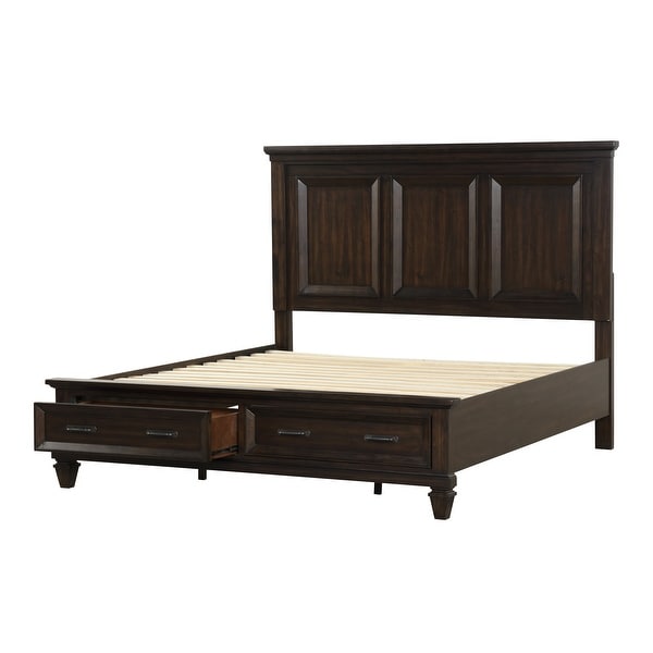 Hamilton King Size 4 Pc Bedroom Set in Dark Walnut， Bed， Nightstands， Dresser， Mirror - - 36092872