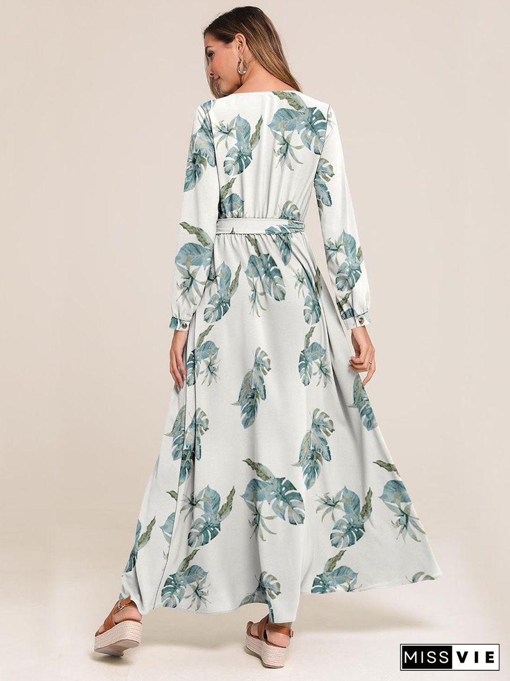 Surplice Neck Floral Print Dress