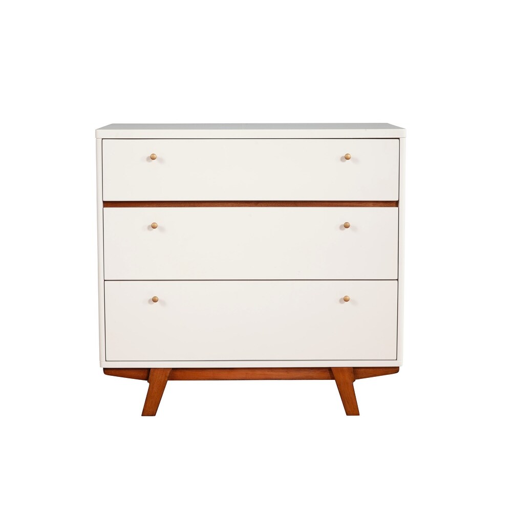 Alpine Furniture Dakota 3 Drawer Small Wood Chest in White