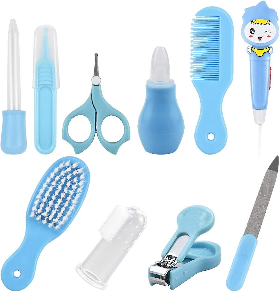 10 Pcs Baby Grooming Baby Healthcare Kit Newborn Baby Care Accessories Baby Health Care Set Baby Nail Clipper Scissors Hair Comb Brush Nose Cleaner Sa