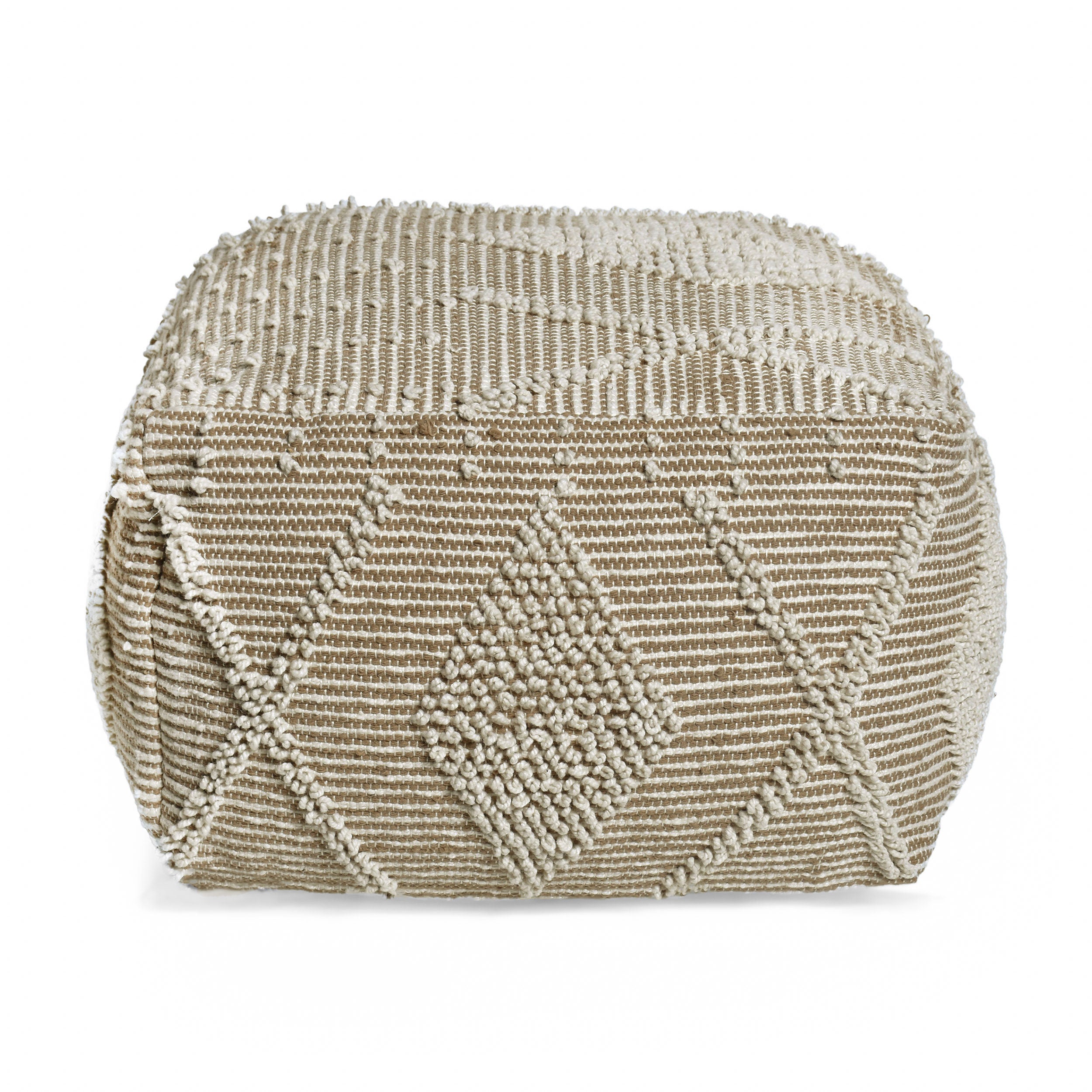 Dereka Contemporary Handcrafted Faux Yarn Pouf