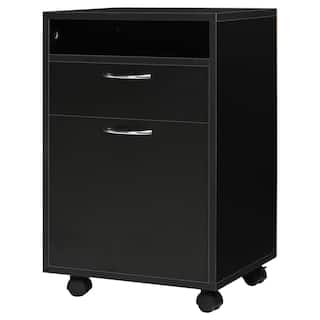 HOMCOM Mobile Black File Cabinet Organizer Home Office Filing Organizer with Castors Lockable Drawer 836-027BK