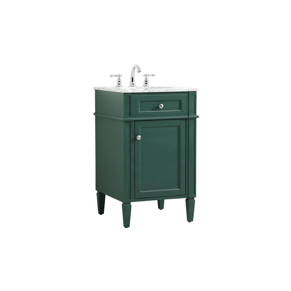 Simply Living 21 in. W x 21.5 in. D x 35 in. H Bath Vanity in Green with Carrara White Marble Top SL37563GN