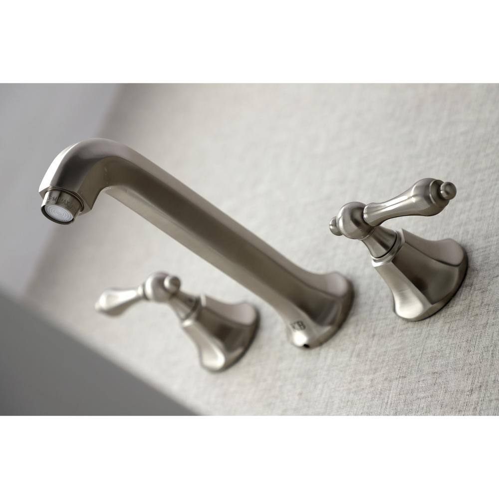 Kingston Brass Metropolitan 2-Handle Wall Mount Bathroom Faucet in Brushed Nickel HKS4128AL