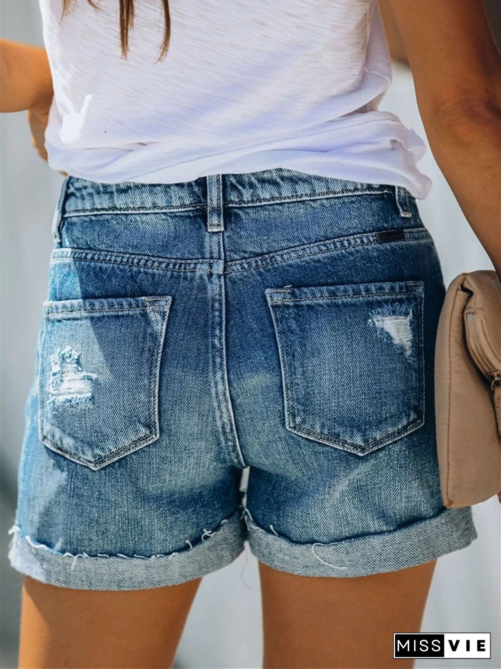 Buttoned Casual Denim Denim shorts