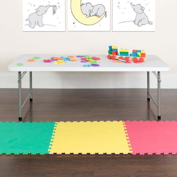 Paige 4.93-Foot Kid's Granite White Plastic Folding Table