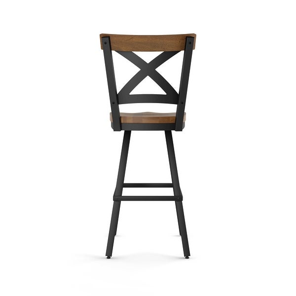 Amisco Jasper Swivel Counter and Bar Stool with Distressed Wood Seat