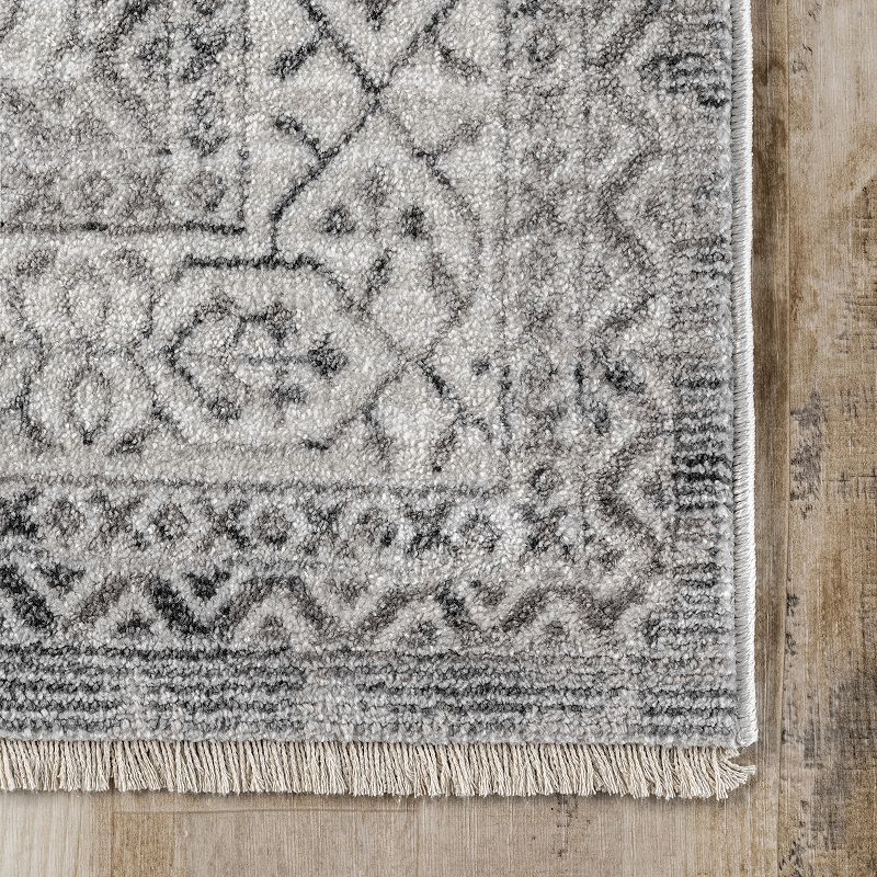 nuLoom Michelle Distressed Vintage Bordered Fringe Area Rug