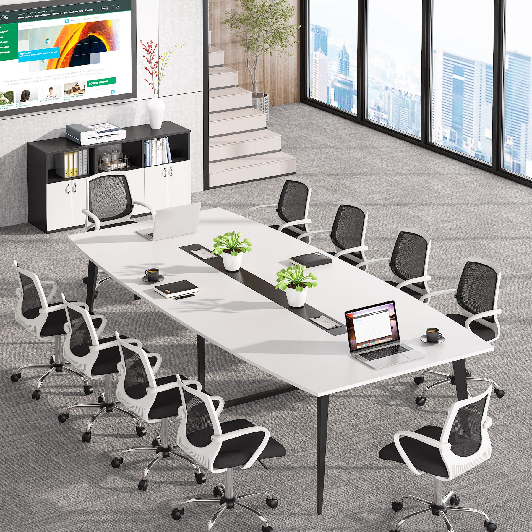 6FT / 8FT Conference Table, Modern Boat Shaped Meeting Table