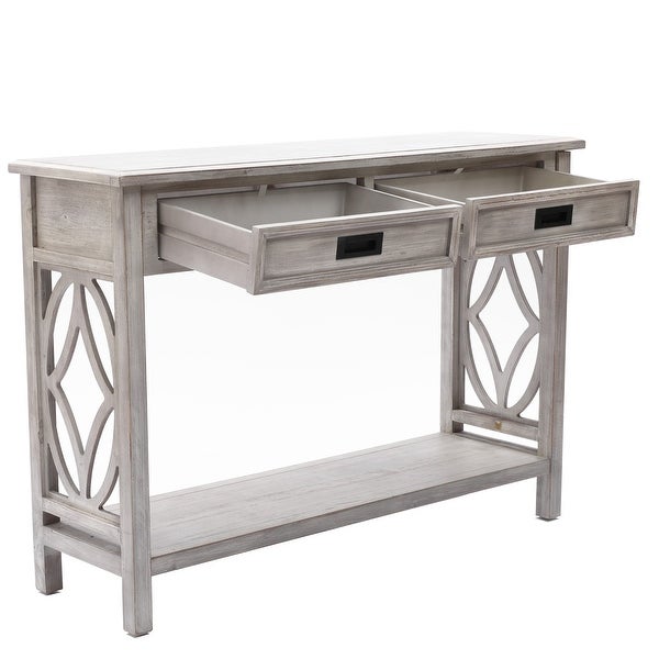 Grey Washed Wood 2-Drawer 1-Shelf Console and Entry Table - 32.7