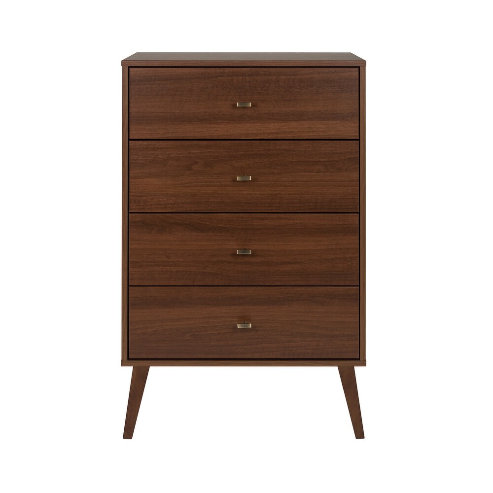 Prepac Milo Mid Century Modern 4 Drawer Chest of Drawers  Contemporary Bedroom Furniture  Small Dresser for Bedroom