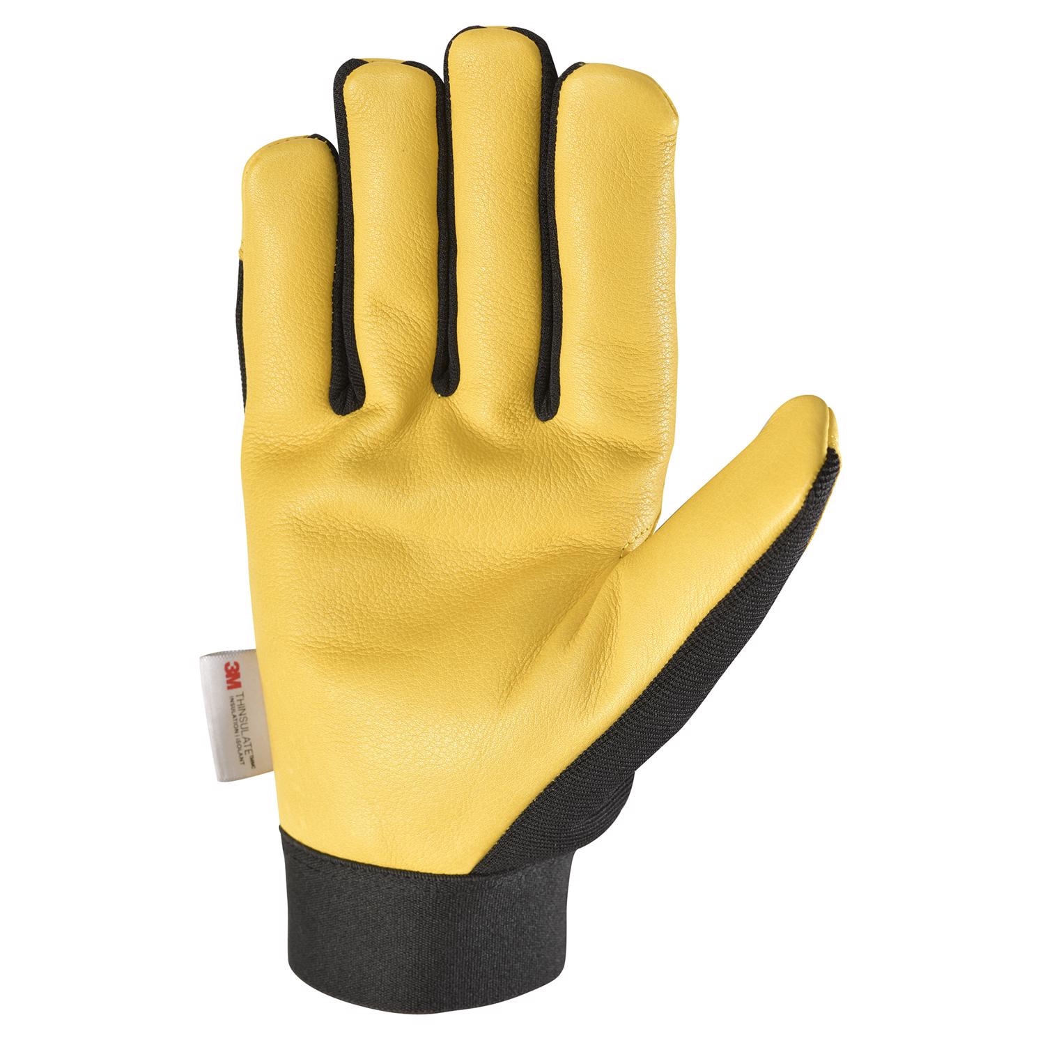 Wells Lamont Men\u0027s Saddletan Grain Winter Work Gloves Black/Yellow L 1 pair