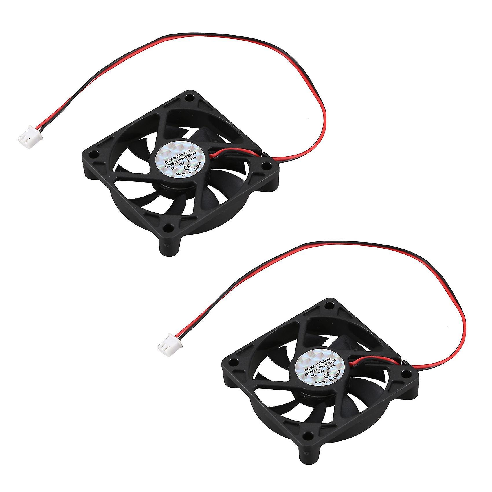 2x Desktop Pc Case Dc 12v 0.16a 60mm 2 Pin Cooler Cooling Fan