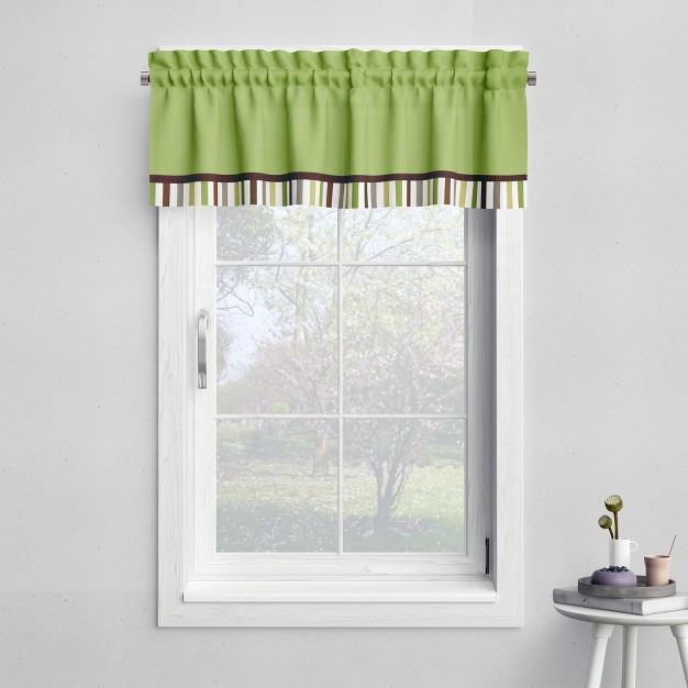 Bacati Mod Stripes Green yellow brown Window Valance