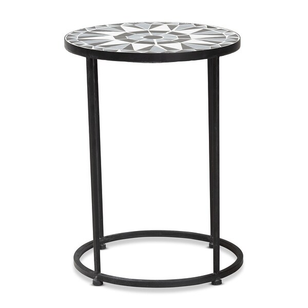 Kaden Modern Metal Outdoor Side Table with Colored Glass Tabletop