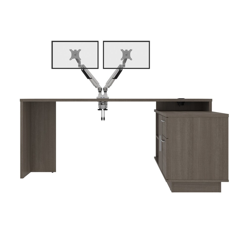 BESTAR Equinox 72W L Shaped Desk with Monitor Arms