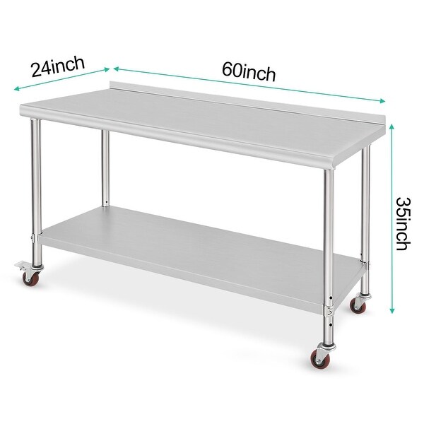 60 * 24 * 35inch Heavy Duty Food Prep Worktable for Commercial Kitchen Restaurant 