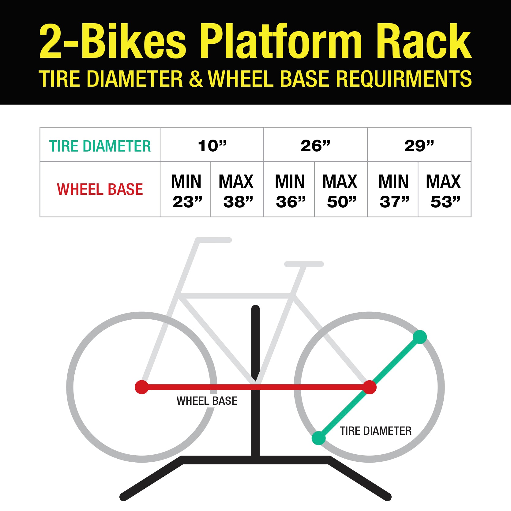 Tyger Auto TG-RK2B827B 2-Bike Hitch Mounted Bicycle Platform Carrier Rack | Compatible with Electric Bikes | Free Hitch Lock | Fits 2