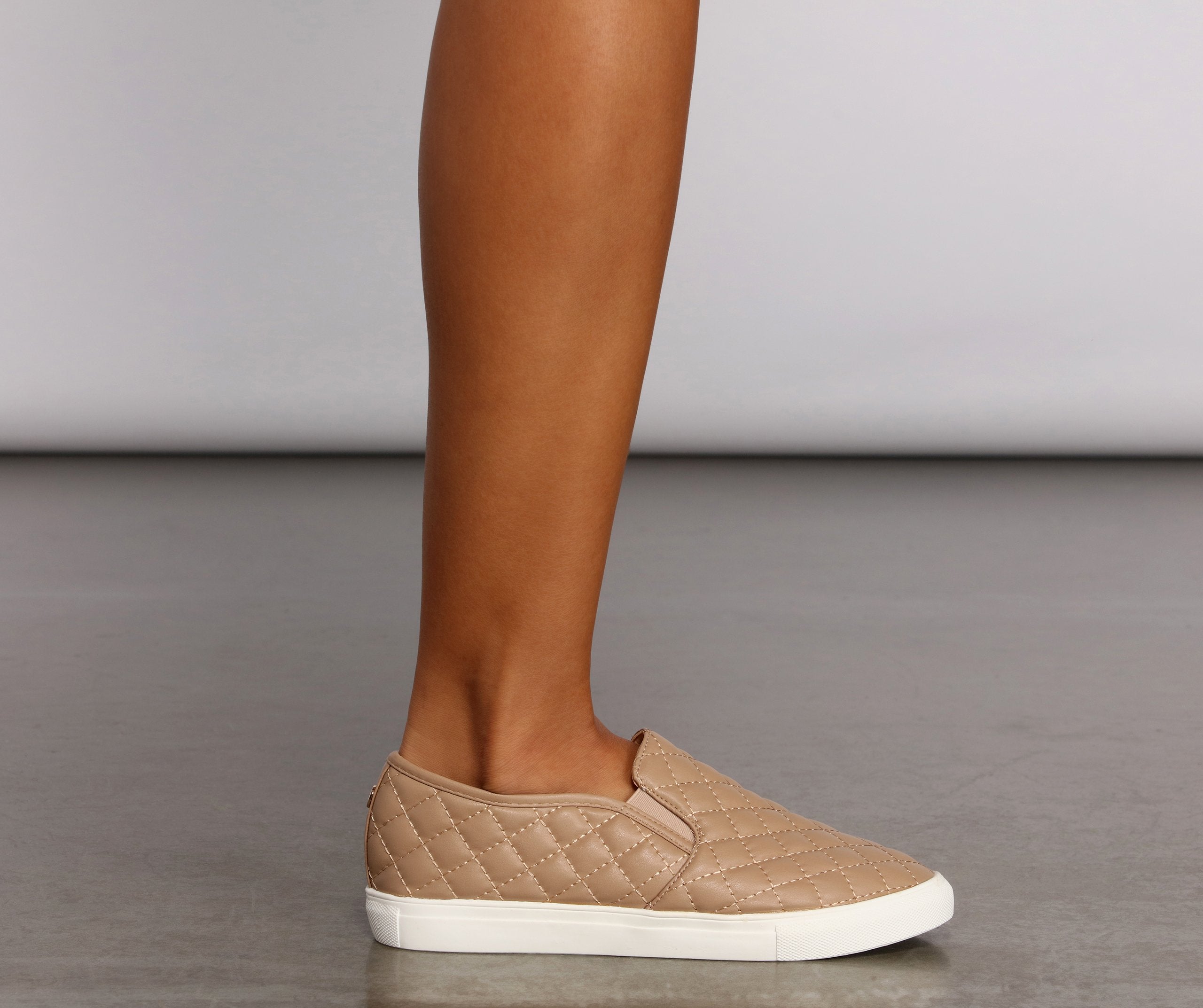 Casual Chic Quilted Faux Leather Sneakers