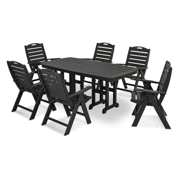 POLYWOOD Nautical 7-Piece Dining Set in Black