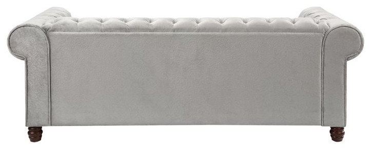 Lexicon Welwyn Velvet Chesterfield Sofa in Dark Gray   Traditional   Sofas   by Homesquare  Houzz