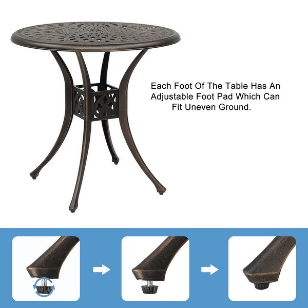 30 in.D x 29 in.H Outdoor Bronze Cast Aluminum Round Dining Table