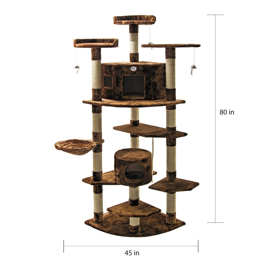 Go Pet Club Cat Tree Furniture 80 in. High Penthouse - Brown