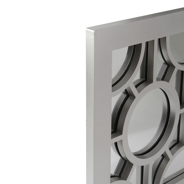 Metallic Gray Rectangular Geometric Wall Mirror