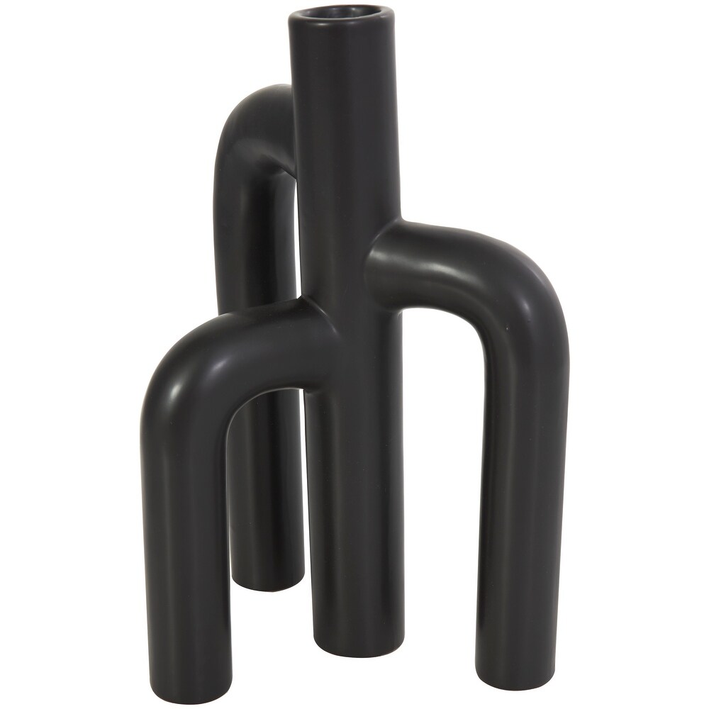 Black Ceramic 3 Arch Abstract Vase (Set of 2)
