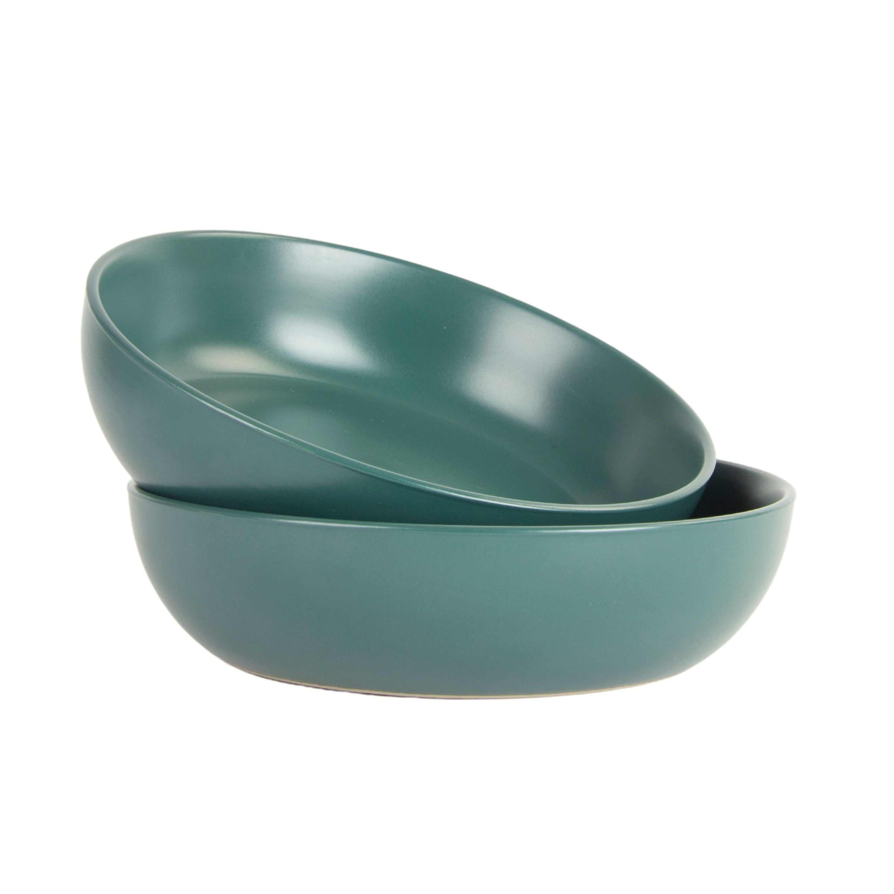 10 Strawberry Street Wazee Matte 9/48oz Serving Bowl， Set of 2， Emerald Green