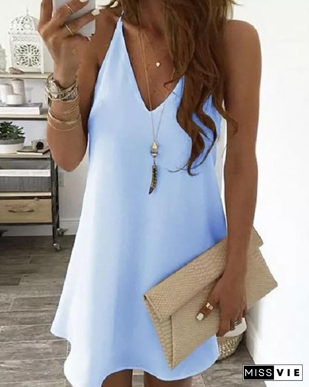 Chiffon V Neck Camisole Dress