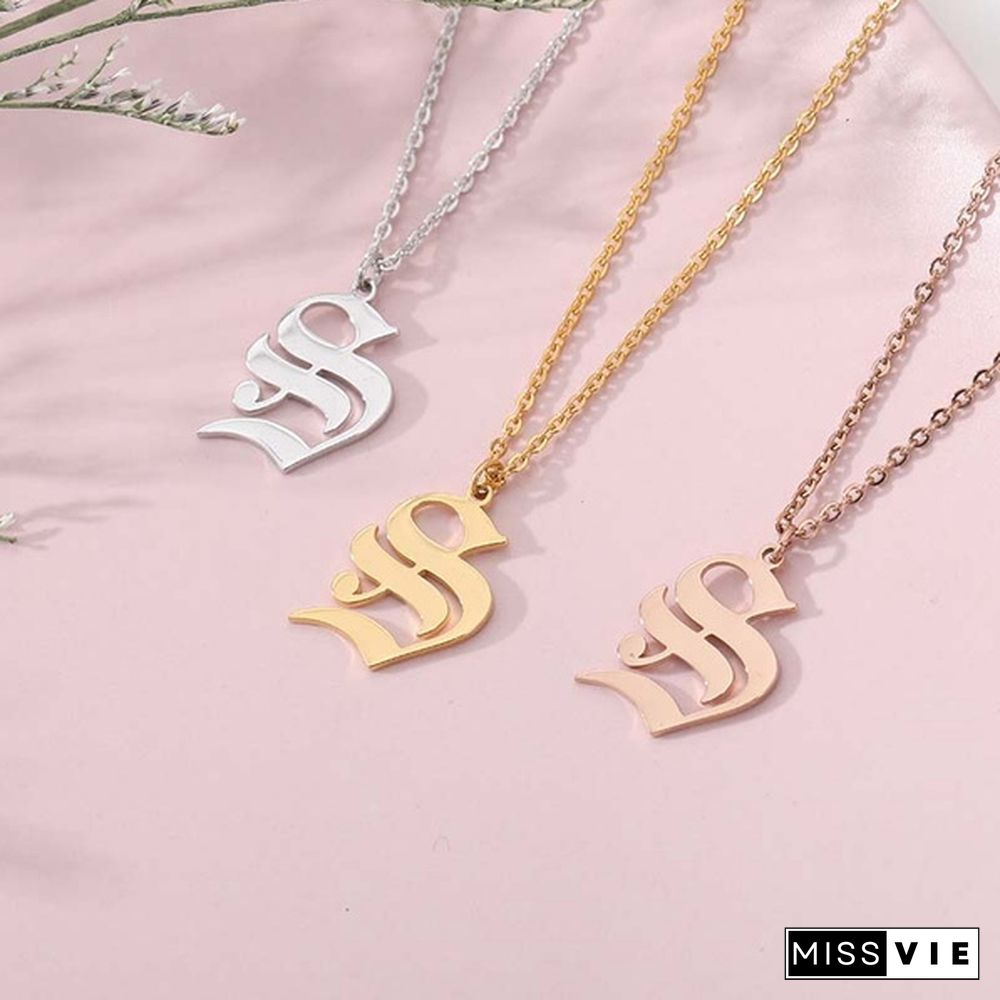 Initials Necklace Custom Letter Necklace For Women Stainless Steel Gold Chain A-Z Letters Old English Font Chain Christmas gifts