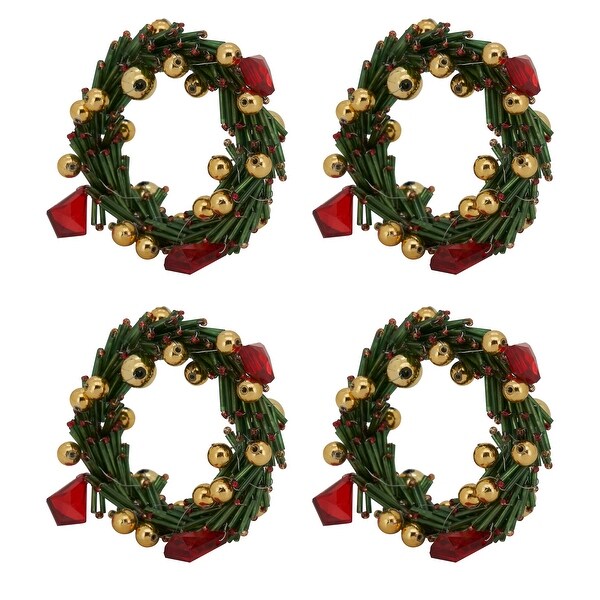 Beaded Wreath Design Napkin Rings (Set of 4)