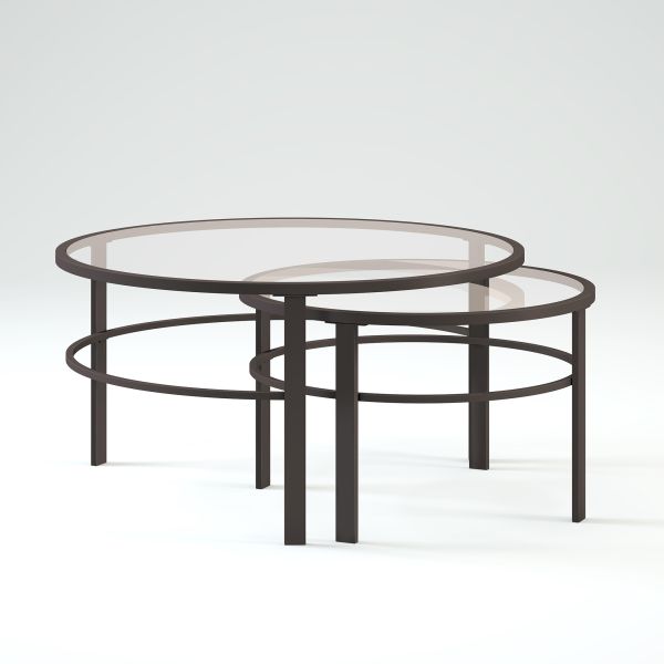 Gaia Round Nested Coffee Table in Blackened Bronze